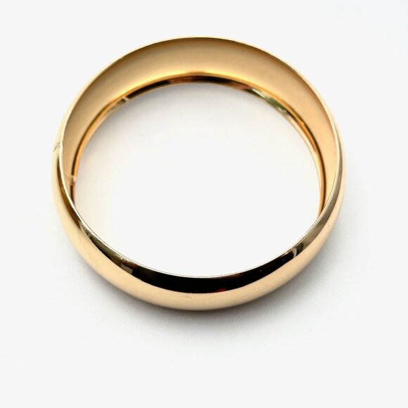 Gold Tone Metal Wide Bangle Bracelet Retro Chic Style Stackable - Picture 2 of 8